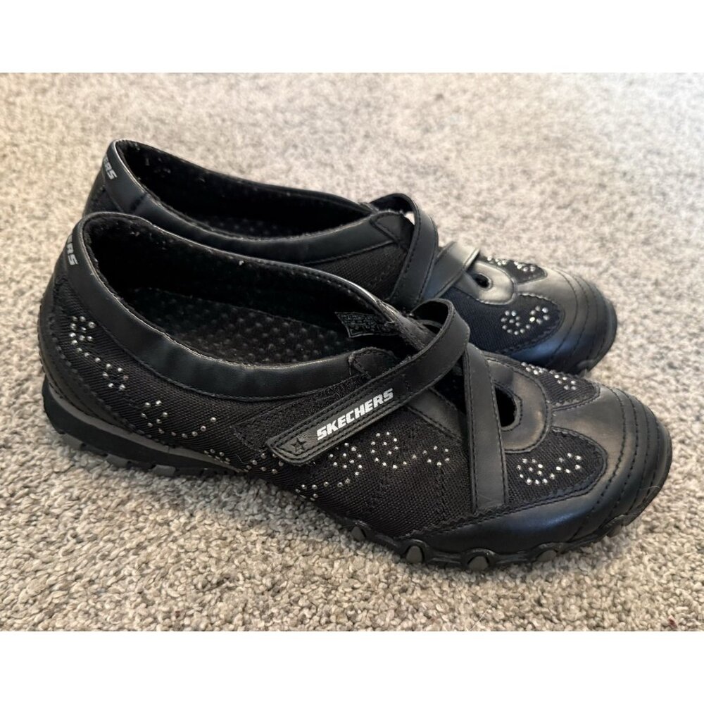 Sketchers Womens Black Rhinestone Bling Mary Janes 721406 Straps Size 6 - Picture 3 of 6